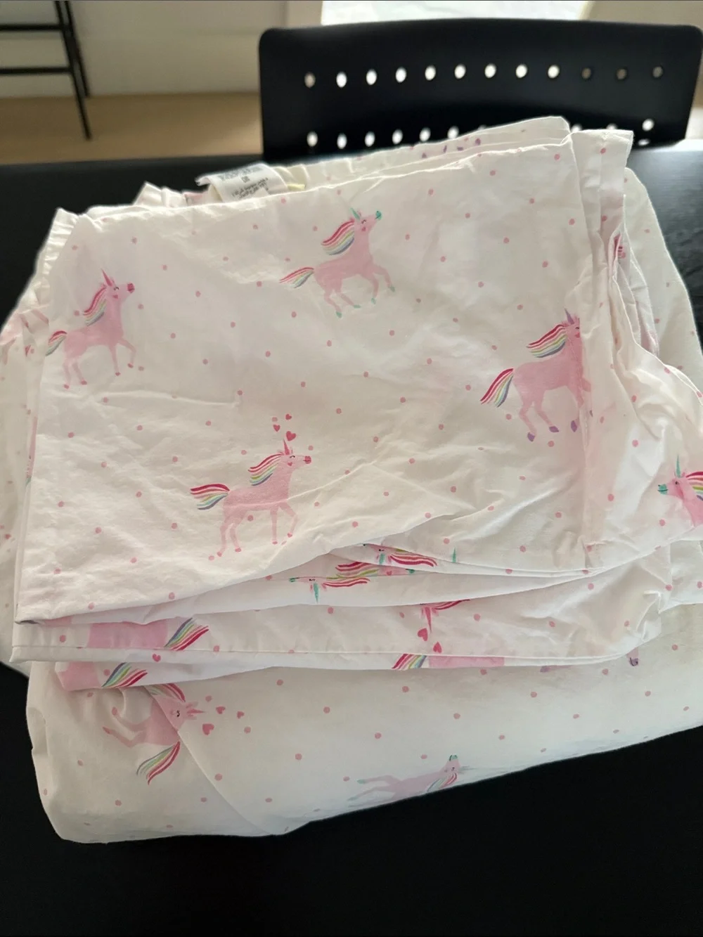 Pottery Barn Kids Pink Unicorn Print Fitted Sheet